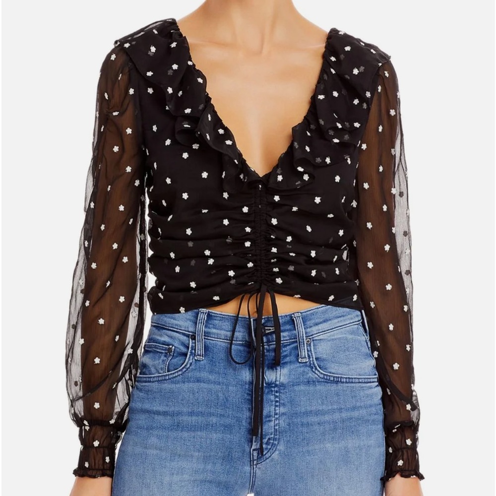WAYF black floral print crop top